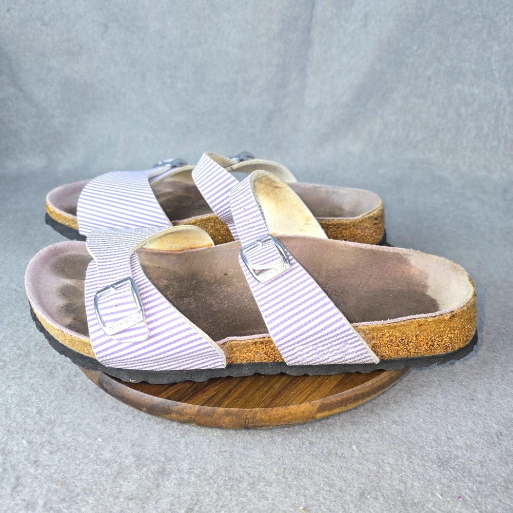 Purple striped Birki’s Sandals Womens Size 7